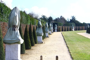 Versailles garden at winter - statues protected to not felling the cold...